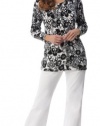 Collections Etc - Carol Floral Paisley 3/4 Sleeve Cardigan