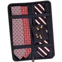 Travel Tie Case Holds 6 Neck Ties w/ Accessory Pocket Black Ramie - Household Essentials 06704 Travel Tie Case Holds 6 Neck Ties w/ Accessory Pocket Black Ramie - Household Essentials 06704