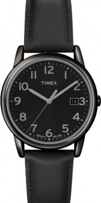 Timex Men's T2N947 Elevated Classics Dress All Black Leather Strap Watch