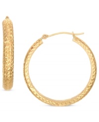 A shining statement. These hoop earrings from YellOra™ display an elegant touch through a combination of pure gold, sterling silver and palladium. Approximate diameter: 1-1/8 inches. A shining statement. These hoop earrings from YellOra™ display an elegant touch through a combination of pure gold, sterling silver and palladium. Approximate diameter: 1-1/8 inches.