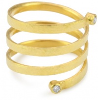 GURHAN Spring 2 White Diamonds High Karat Gold Coil Ring, Size 7 GURHAN Spring 2 White Diamonds High Karat Gold Coil Ring, Size 7