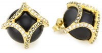 Judith Jack Gold Matrix Sterling Silver-Gold Plate-Black Agate Button Earrings Judith Jack Gold Matrix Sterling Silver-Gold Plate-Black Agate Button Earrings