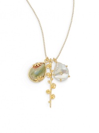 THE LOOKImperial jasper pendant with flower settingKeshi pearl with cubic zirconia accentBubble stick detailBall chain18k yellow goldplated brassCircle claspTHE MEASUREMENTPendant length, about 1.5Length, about 20ORIGINMade in USA THE LOOKImperial jasper pendant with flower settingKeshi pearl with cubic zirconia accentBubble stick detailBall chain18k yellow goldplated brassCircle claspTHE MEASUREMENTPendant length, about 1.5Length, about 20ORIGINMade in USA