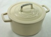 Ivory (Oatmeal) Enameled Cast Iron 3 Qt. Round Dutch Oven Casserole