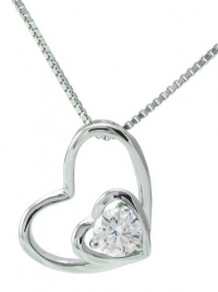 Rhodium Plated 925 Sterling Silver Cubic Zirconia Double Open Heart Shape Pendant Necklace for Women Including Italian Sterling Silver Box Chain 18 SS171 Rhodium Plated 925 Sterling Silver Cubic Zirconia Double Open Heart Shape Pendant Necklace for Women Including Italian Sterling Silver Box Chain 18 SS171