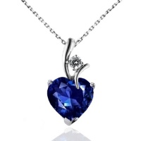 2.30 Carat Blue & White Sapphire Heart Pendant in Sterling Silver with 18 Chain 2.30 Carat Blue & White Sapphire Heart Pendant in Sterling Silver with 18 Chain