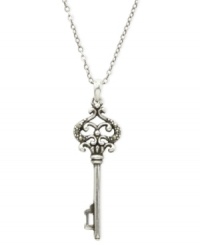 Unlock new levels of style. This necklace from City by City is crafted from silver-tone nickel-free metal and marcasite-tone accents, with a stylish key pendant adding a fun touch. Approximate length: 15 inches + 3-inch extender. Approximate drop: 1-3/4 inches. Unlock new levels of style. This necklace from City by City is crafted from silver-tone nickel-free metal and marcasite-tone accents, with a stylish key pendant adding a fun touch. Approximate length: 15 inches + 3-inch extender. Approximate drop: 1-3/4 inches.
