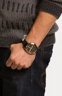 Armani Exchange Black Leather Strap Chronograph Wa