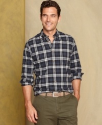 Time for a check up. This plaid shirt from Tommy Hilfiger will ensure you have a healthy dose of patterns in your wardrobe this fall. (Clearance) Time for a check up. This plaid shirt from Tommy Hilfiger will ensure you have a healthy dose of patterns in your wardrobe this fall. (Clearance)