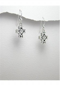 Cross Earrings In 92.5 Sterling Silver