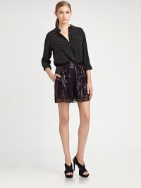 Glam up in these sparkling sequin shorts with a relaxed silhouette and unexpected mesh cuffs. Side zipperFront slash pocketsMesh cuffsRise, about 13Inseam, about 3½SilkDry cleanImportedModel shown is 5'9 (176cm) wearing US size 4.This style runs true to size. We recommend ordering your usual size for a standard fit. Glam up in these sparkling sequin shorts with a relaxed silhouette and unexpected mesh cuffs. Side zipperFront slash pocketsMesh cuffsRise, about 13Inseam, about 3½SilkDry cleanImportedModel shown is 5'9 (176cm) wearing US size 4.This style runs true to size. We recommend ordering your usual size for a standard fit.