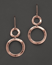 From the Rosé collection, wavy open snowman earrings on hook in rose gold. Designed by Ippolita. From the Rosé collection, wavy open snowman earrings on hook in rose gold. Designed by Ippolita.