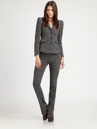 Textural stretch tweed, in a classic, slim-fitting silhouette.Self waistband with belt loopsZip fly with concealed closureSide slash pocketsBack welt pocketsFully linedInseam, about 3433% silk/20% polyester/18% cotton/13% wool/11% viscose/3% nylon/2% elastaneImportedModel shown is 5'10 (177cm) wearing US size 4. Textural stretch tweed, in a classic, slim-fitting silhouette.Self waistband with belt loopsZip fly with concealed closureSide slash pocketsBack welt pocketsFully linedInseam, about 3433% silk/20% polyester/18% cotton/13% wool/11% viscose/3% nylon/2% elastaneImportedModel shown is 5'10 (177cm) wearing US size 4.