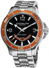 Stuhrling Original Men's 270B.331117 Pioneer Swiss Quartz Date Orange Bezel Watch