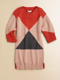 An oversized diamond pattern and fresh color-block style give this snuggly sweater dress a modern, art-inspired vibe.CrewneckLong sleevesEnvelope shouldersSide ventsRibbed details at collar, cuffs and hem95% organic cotton/5% cashmereMachine washImported An oversized diamond pattern and fresh color-block style give this snuggly sweater dress a modern, art-inspired vibe.CrewneckLong sleevesEnvelope shouldersSide ventsRibbed details at collar, cuffs and hem95% organic cotton/5% cashmereMachine washImported