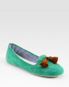 Inimitable suede style with tassel laces and comfortable cotton-blend lining. Suede upperLeather and cotton-blend liningRubber soleImportedOUR FIT MODEL RECOMMENDS ordering one half size up as this style runs small. 