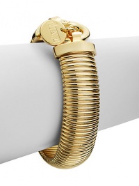 THE LOOKA stretchy, ribbed snake-chain lookOversized spring clip claspTHE FITLength, about 7½Width, about 1THE MATERIAL18k gold platingORIGINMade in Italy THE LOOKA stretchy, ribbed snake-chain lookOversized spring clip claspTHE FITLength, about 7½Width, about 1THE MATERIAL18k gold platingORIGINMade in Italy