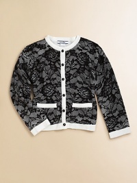 Crafted in ultra-soft cotton, a classic button-down knit is given a beautiful update in delicate lace detail.CrewneckLong sleevesButton-frontPatch pocketsCottonMachine washImported Please note: Number of buttons may vary depending on size ordered. Crafted in ultra-soft cotton, a classic button-down knit is given a beautiful update in delicate lace detail.CrewneckLong sleevesButton-frontPatch pocketsCottonMachine washImported Please note: Number of buttons may vary depending on size ordered.