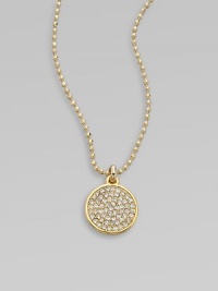 Add a little sparkle with this brilliant pavé rhinestone pendant on a ball link chain. RhinestonesGoldtone brassLength, about 16Pendant size, about ½ Toggle closureImported 