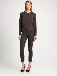 Cropped and close-fitting, this impeccably tailored style is defined by flattering vertical seaming.Self waistbandZip flySeamed legsZipper cuffsInseam, about 2649% cotton/49% viscose/2% elastaneDry cleanMade in Italy of imported fabricModel shown is 5'10 (177cm) wearing US size 4. Cropped and close-fitting, this impeccably tailored style is defined by flattering vertical seaming.Self waistbandZip flySeamed legsZipper cuffsInseam, about 2649% cotton/49% viscose/2% elastaneDry cleanMade in Italy of imported fabricModel shown is 5'10 (177cm) wearing US size 4.