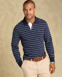 Put the plaids away. This striped shirt from Tommy Hilfiger is a break from your normal pattern. Put the plaids away. This striped shirt from Tommy Hilfiger is a break from your normal pattern.