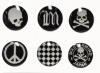 3D Semi-circular Black and White Checkered Skull Peace Style Home Button Stickers for iPhone 5 4/4s 3GS 3G, iPad 2, iPad Mini, iTouch 6 pieces