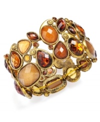 Seasonally stylish. Crafted in antique gold tone mixed metal, Style&co.'s chic stretch bracelet is bedecked with brown-hued acrylic and glass beads. It's a fitting--and fashionable!--addition to your fall jewelry collection. Approximate length: 7-1/2 inches. Seasonally stylish. Crafted in antique gold tone mixed metal, Style&co.'s chic stretch bracelet is bedecked with brown-hued acrylic and glass beads. It's a fitting--and fashionable!--addition to your fall jewelry collection. Approximate length: 7-1/2 inches.