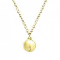 Meira T 14K Yellow Gold Baby Disc Charm Accented With Pave Diamond Necklace Meira T 14K Yellow Gold Baby Disc Charm Accented With Pave Diamond Necklace