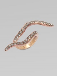 An undulating, snake-like strand of sparkling Swarovski crystals drapes sensuously across your hand in this simple yet striking design.Crystal Bronze rose goldplated Width, about 2¼ Made in Italy