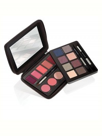 Our exclusive palette of Laura's hand-selected shades gives you glamorous options for eyes, cheeks and lips. This perfect holiday accessory is a super-luxe two-level palette that holds 8 eye colours, 5 lip glazes and 4 seer crème cheek colours, along with expert tools for infinite colour combinations that take you from day to night. Our exclusive palette of Laura's hand-selected shades gives you glamorous options for eyes, cheeks and lips. This perfect holiday accessory is a super-luxe two-level palette that holds 8 eye colours, 5 lip glazes and 4 seer crème cheek colours, along with expert tools for infinite colour combinations that take you from day to night.