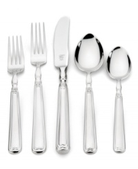 Experience the superior craftsmanship of Henckels in a lustrous, vintage-inspired flatware set. Between a banded neck and rounded tip, the handle is engraved with a simple line design. Stainless steel sophistication for you and three guests!