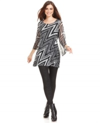 Modernize your look with this sleek zigzag-print tunic from Style&co. Pair it with black leggings and booties for a chic silhouette! Modernize your look with this sleek zigzag-print tunic from Style&co. Pair it with black leggings and booties for a chic silhouette!