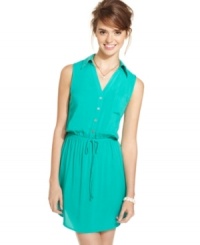 6 Degrees updates the shirtdress with a bold hue on this easy-breezy day frock that begs to be worn with the season's brightest sandals! 6 Degrees updates the shirtdress with a bold hue on this easy-breezy day frock that begs to be worn with the season's brightest sandals!