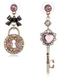 Betsey Johnson Iconic Love Bird Lock and Key Mismatch Drop Earrings Betsey Johnson Iconic Love Bird Lock and Key Mismatch Drop Earrings