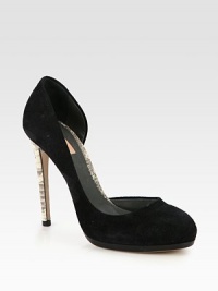 Low-cut suede silhouette rests on a platform, with a rich Ayer snakeskin heel. Ayer snakeskin-covered heel, 4½ (115mm)Covered platform, 1 (25mm)Compares to a 3½ heel (90mm)Suede upperLeather lining and soleMade in ItalyOUR FIT MODEL RECOMMENDS ordering one half size up as this style runs small. Low-cut suede silhouette rests on a platform, with a rich Ayer snakeskin heel. Ayer snakeskin-covered heel, 4½ (115mm)Covered platform, 1 (25mm)Compares to a 3½ heel (90mm)Suede upperLeather lining and soleMade in ItalyOUR FIT MODEL RECOMMENDS ordering one half size up as this style runs small.