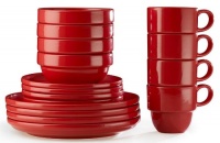 Stax Colore 16-Piece Dinnerware Set, Flame Red Stax Colore 16-Piece Dinnerware Set, Flame Red