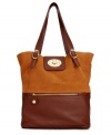 Get the best of both worlds with this sumptuous suede and leather tote from Emma Fox that speaks chic, understate style. Signature hardware with posh turn lock closure and buckle accents adorn the outside, while the super spacious interior provides plenty of room for all your work-to-weekend essentials.