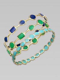 From the Polished Rock Candy Collection. Geometric shapes of deep blue lapis, outlined in gleaming gold, are spaced along a delicate bangle in this quintessential Ippolita design.Lapis18k yellow goldDiameter, about 2½ImportedPlease note: Bracelets sold separately. From the Polished Rock Candy Collection. Geometric shapes of deep blue lapis, outlined in gleaming gold, are spaced along a delicate bangle in this quintessential Ippolita design.Lapis18k yellow goldDiameter, about 2½ImportedPlease note: Bracelets sold separately.