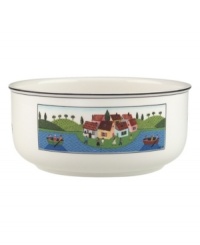 Depicting a cozy lakeside village, the Design Naif round vegetable bowl recalls a simpler era in premium Villeroy & Boch porcelain. Depicting a cozy lakeside village, the Design Naif round vegetable bowl recalls a simpler era in premium Villeroy & Boch porcelain.