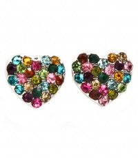 Adorable Small Silver Plated Sparkling Multicolor Pink, Green, Topaz, Blue Crystal Embellished Heart Stud 3/8 Stud Earrings Adorable Small Silver Plated Sparkling Multicolor Pink, Green, Topaz, Blue Crystal Embellished Heart Stud 3/8 Stud Earrings