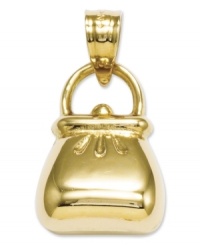 The perfect gift for the mall diva. This shiny purse charm comes in polished 14k gold. Chain not included. Approximate length: 7/10 inch. Approximate width: 2/5 inch. The perfect gift for the mall diva. This shiny purse charm comes in polished 14k gold. Chain not included. Approximate length: 7/10 inch. Approximate width: 2/5 inch.