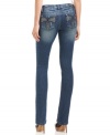 Show off your shape in Earl Jeans' petite denim! The skinny leg is ultra-fashionable while rhinestone embroidery on the back pockets provide instant bling!