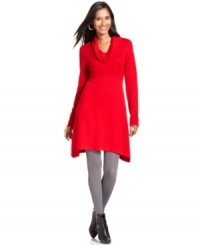 Style&co.'s petite cowlneck dress features pretty ribbed detail and an asymmetrical hem. Pair with tights and boots for easy fall fashion! Style&co.'s petite cowlneck dress features pretty ribbed detail and an asymmetrical hem. Pair with tights and boots for easy fall fashion!