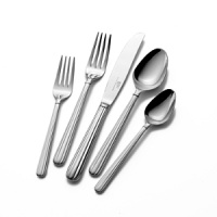 The clean, column-like lines on the handles of this classic Mikasa flatware set make it a striking addition to your dining experience.