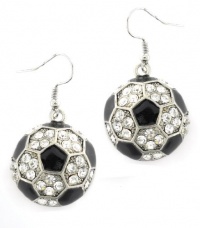 Soccer Ball Pave Crystal & Enamel Dangle Earrings