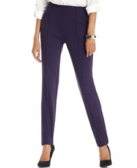 Infuse streamlined, structured style into your wardrobe with these seamed, ponte-knit pants from Style&co, outfitted with removable stirrups at the cuffs. Infuse streamlined, structured style into your wardrobe with these seamed, ponte-knit pants from Style&co, outfitted with removable stirrups at the cuffs.