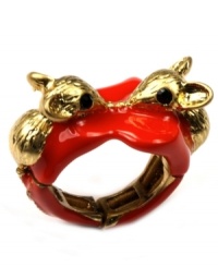 Whimsical and wonderful! Multiple mice adorn this adjustable heart-shaped cocktail ring from RACHEL Rachel Roy. Crafted in gold tone mixed metal, it's sure to be a stylish conversation piece. Ring adjusts to fit finger. Whimsical and wonderful! Multiple mice adorn this adjustable heart-shaped cocktail ring from RACHEL Rachel Roy. Crafted in gold tone mixed metal, it's sure to be a stylish conversation piece. Ring adjusts to fit finger.