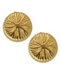 Button up your look. A splayed textured surface adorns these glowing stud earrings from the T Tahari Essentials Collection. Crafted in 14k gold-plated mixed metal. Base metal is nickel-free for sensitive skin. Approximate diameter: 5/8 inch. Button up your look. A splayed textured surface adorns these glowing stud earrings from the T Tahari Essentials Collection. Crafted in 14k gold-plated mixed metal. Base metal is nickel-free for sensitive skin. Approximate diameter: 5/8 inch.