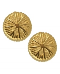 Button up your look. A splayed textured surface adorns these glowing stud earrings from the T Tahari Essentials Collection. Crafted in 14k gold-plated mixed metal. Base metal is nickel-free for sensitive skin. Approximate diameter: 5/8 inch.