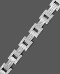 Square off with this chic style. Bracelet features rows of round-cut diamonds (3/4 ct. t.w.) set in a titanium square link design. Approximate length: 8-1/2 inches. Square off with this chic style. Bracelet features rows of round-cut diamonds (3/4 ct. t.w.) set in a titanium square link design. Approximate length: 8-1/2 inches.